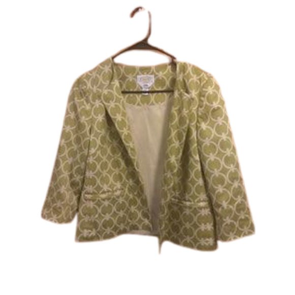 Talbots Yellow Green pattern blazer size 6 - Picture 8 of 10